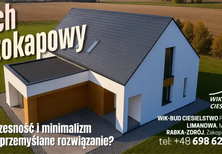 Nowoczesny dom z dachem bezokapowym, idealny dla ceniących minimalizm. WIK-BUD CIESIELSTWO.